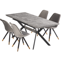 Sofia Blaze LUX Dining Set with an Extendable Table and Set of 4 Chairs - Dark Grey