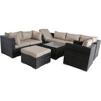 Rattan 9 Piece Modular Outdoor Recliner Garden Sofa - Mix Brown