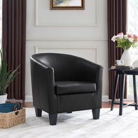 Audrey Accent Bucket Tub Chair Occasional Armchair Wood Effect Legs - Black