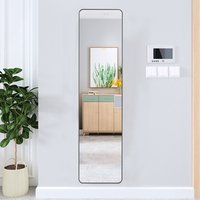 2 in 1 Rectangular Metal Full-length Wall Mirror - Black / 47cm