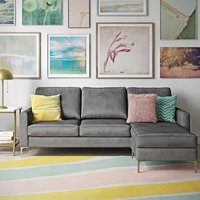 Novogratz, Novogratz Chapman Sectional Sofa - Grey Velvet Novogratz, Novogratz Chapman Sectional Sofa - Grey Velvet