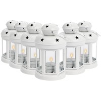 Nicola Spring, 16cm Metal Hanging Tealight Lantern Pack of 6 - White Nicola Spring, 16cm Metal Hanging Tealight Lantern Pack of 6 - White
