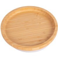 Children's Bamboo Suction Round Plate - White