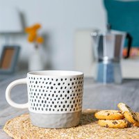 385ml Dipped Dotty Stoneware Coffee Mugs Pack of 6 - Grey