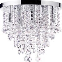 Montego Crystal Effect Semi Flush Ceiling Light - Chrome / 35cm