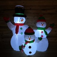 Inflatable Lit Snowman Family Christmas with Warm White LEDs - White