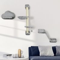 PawHut Wall Mounted Cat Shelves - Grey