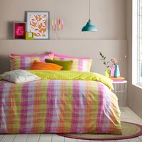 Neola Striped Reversible Duvet Cover Set - Fuchsia/Lime / King