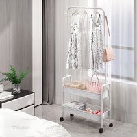 Modern Steel Rolling Clothes Rack - White
