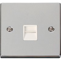 Polished Chrome Master Telephone Single Socket - White