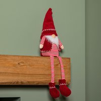 Sitting Christmas Gonk with Dangly Legs and Stripe Design - Red
