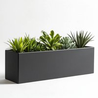 Zinc Galvanised Matte Black Trough Planter - Black / 75cm