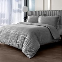 Premium Look Satin Geometric Patterened Duvet Set - Charcoal / Single