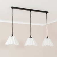 Lauren White Pleated Shade 3 Drop Bar Ceiling Pendant Light - Matte Black