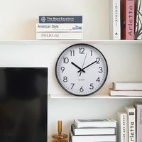 12-Inch Non-Ticking Battery-Operated Wall Clock - Black