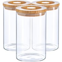 Scandi Storage Jar with Wooden Lid - Clear / 3 / 1l