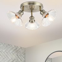 COSYLYTE Milan Bathroom 3 Light Glass Round plate Spotlight - Brass