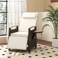 Patio Rattan Lounge Chair - White