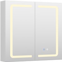 Double-Door Bathroom Mirror Cabinet with LED Lighting - Silver