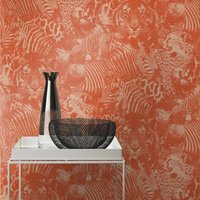Paste The Wall Textured Exotic Animal Print Wallpaper - Orange