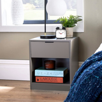 Phoenix 1 Drawer Bedside Table Storage Unit - Grey