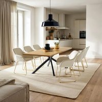 Dining Chair Jeane - Velvet Look Cream/Gold / 6