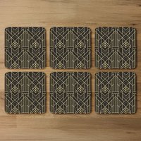 Golden Lined Shape Coaster - Brown