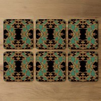 Black Green Baroque Coaster - Green