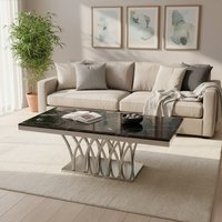 Arenza Black Marble And Silver Coffee Table - Black