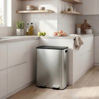 Kitchen Trash Bin, 2 x 8 Gallon (2 x 30 L) Double Pedal Bin - silver