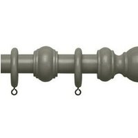 Complete Wooden Curtain Pole Set - Grey / 150cm