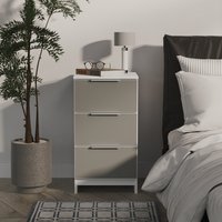 Plymouth Ready Assembled 3 Drawer Bedside Cabinet - Uniform Grey & White Matt