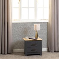 Portland 2 Drawer Bedside - Grey