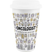 Novelty Oncologist Ceramic Travel Mug - Reusable Drinks Cup Gift - White