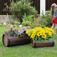 Outsunny Wooden Box Flower Planter - Brown
