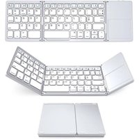 Mini Foldable Folding Bluetooth Wireless Keyboard with Touch Pad - White