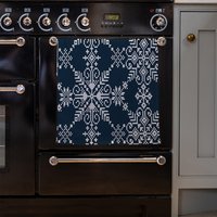 Knitted Pattern Of White Snowflakes Kitchen Towel - Blue