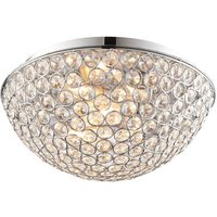 Chryla 3 Light Bathroom Flush Ceiling Light Chrome, Clear Crystal Detail IP44 - Chrome