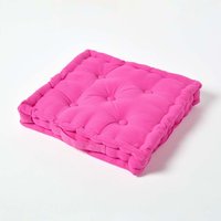 Homescapes Cotton Floor Cushion - Hot Pink / 8cm