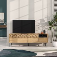 Heaton Modern TV Unit Multimedia Centre With Storage - Oak