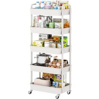 Yohood, Tiered Kitchen Bathroom Storage Trolley - White Yohood, Tiered Kitchen Bathroom Storage Trolley - White