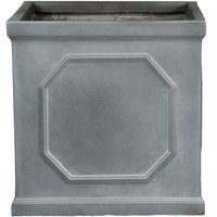 Faux Lead Chelsea Garden Planter - Light Concrete Square Outdoor Plant Pot - Grey / 91l