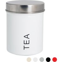 Round Metal Kitchen Tea Canister - White