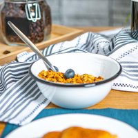 16cm White Enamel Bowls Pack of 12 - Black