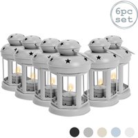NICOLA SPRING, Nicola Spring Metal Hanging Tealight Lanterns - 16cm - Grey - Pack of 6 NICOLA SPRING, Nicola Spring Metal Hanging Tealight Lanterns - 16cm - Grey - Pack of 6