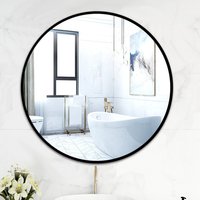 Round Hanging Wall Mirror - Black / 80cm