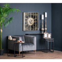 Large Mirrored Square Framed Clock - Silver