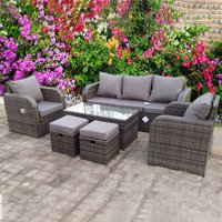 Recliner Outdoor Table and Chairs Furniture Patio Set - grey recliner