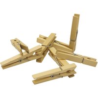 102 Wooden Clothes Pegs Birch Wood Laundry Washing Line Craft Pegs - Brown