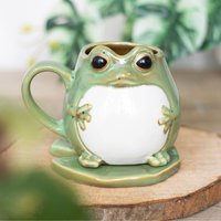 Frog Shaped Mug And Lily Pad Saucer - green